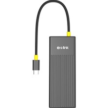 SW-U708 7 In 1 Gri Metal 4K 60Hz HDMI 100W Pd, 2xusb 3.2 1xtype-C Data, Sd/tf Type C Hub Adaptör