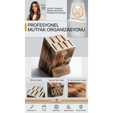 Ahşap Bıçak Standı Takozu 7 Bölmeli Doğal Kayın Blok Organizer 723779