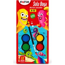 Fatih Sulu Boya 12 Renk 12 Tablet + 1 Fırça