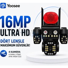 4K Pro 16MP 4 Kameralı Wifi Güvenlik Sistemi, 3 Sabit + 1 Ptz