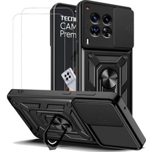 Constraın Tecno Camon 30 Ile Uyumlu Kaze Tora Kamera Korumalı Sürgülü Yüzüklü Armor Military