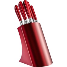 Samuray Flash Red Japon Çeliği 6 Parça Standlı Bıçak Seti
