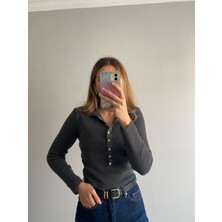 Nice Boutique Çıtçıt Gold Detaylı Bisiklet Yaka Çelik Triko