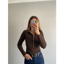 Nice Boutique Çıtçıt Gold Detaylı Bisiklet Yaka Çelik Triko
