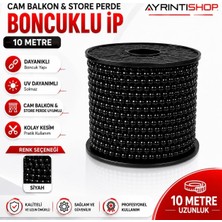 Tr Markalar Cam Balkon Plastik Boncuklu Ip Zincirleri Boncuk Çapı 4.5mm 10 Metre (Siyah)
