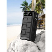 Tr Solar 30.000 Mah Güneş Enerjili LED Işıklı Powerbank, 4x USB Çıkış, Model Pw-90, Siyah