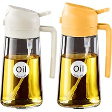 2 Adet Zeytinyağı Dispenseri, Pişirme Için 2'si 1 Arada Yağ Püskürtücü, 470ML Cam Yeşil P�