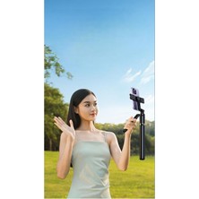 160CM Çift Işıklı Telefon Tripod, Bluetooth Kumandalı, Video Çekim Selfie Standı, Siyah R16D