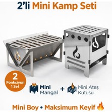 Mini Kamp Seti 2'li – Taşınabilir Mangal & Ateş Kutusu Katlanabilir Outdoor Set