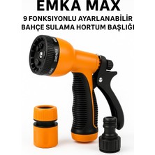 9 Fonksiyonlu Bahçe Sulama Tabancası Hortum Başlığı, 3'lü Set, Turuncu