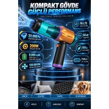 Tr Kablosuz Araç Süpürgesi 22.000 Pa Güçlü Çekim 200W Fırçasız Motor 9.000 Mah Şarjlı El