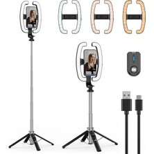 Monopod Tripod LED Işık Selfie Kumandalı Tripod 138CM Canlı Yayın Telefon Tutcusu