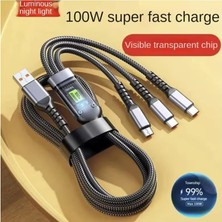 100W Çok Hızlı Kopmaz Spiral 3 Başlıklı Çok Hızlı Şarj Kablosu Telefon Tablet Uyumlu Carpl