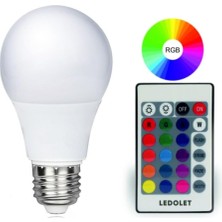 Rgb LED Ampül 220V 9W E27 Kumandalı Ledolet