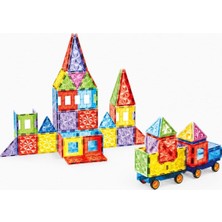Manyetik Blok Oyuncak Seti 78 Parça, 7,5 cm Renkli Magnetic Building Tiles Eğitici Yapı Oyuncağ�