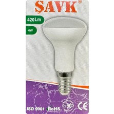 6W LED R50 Ampul, E14 Duylu, 420 Lm, Beyaz Işık (6500K)