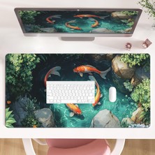 Oyun Sevimli Koi Balıkları Mouse Pad Xl - Büyük Fare Altlığı Masa Altlığı, Dikişli Kenarl