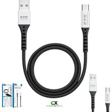 KVK Teknik Servis Hasır Şarj ve Data Kablosu – 1 Metre - Usb-A To Type-C 3.4A
