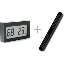 Humidor Puro Kutusu Nemlendirici Haznesi ve Dijital Nem Ölçer Termometre Seti, Siyah, 160X17MM