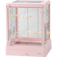 Camlı Paslanmaz Çelik Kuş Kafesi Pembe 42 * 42 * 53CM