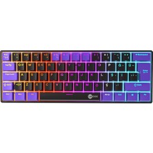 GK601 Pro Üç Modlu 62 Tuşlu Red Switch Hot Swap Mekanik Oyuncu Klavyesi Siyah Mor