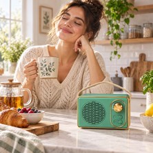 Retro Tasarımlı Kablosuz Bluetooth Hoparlör – Usb, Type-C, Tf Kart ve Aux Girişli Taşınabili