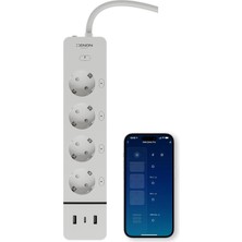 Akıllı Çoklu Priz Wi-Fi 4 Ac Çıkışlı 2 Usb-A ve 1 Usb-C Portlu 7in1 180 cm Kablo Google Home