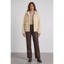 Fashion Friends Peluş Ekru Kadın Ceket 26K0419K1