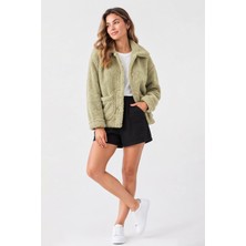 Fashion Friends Peluş Yeşil Kadın Ceket 26K0419K1
