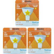 12V 7W (50W) Sarı (3000K) Gu5.3 LED Spot Ampul, 3 Adet