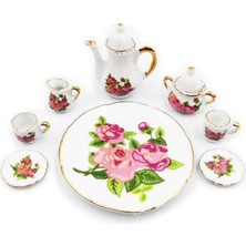 Dollhouse Çay Fincanı Setleri 1:6 Ölçekli Minyatür Porselen Bebek Evi Aksesuarları 8 Parça Ç