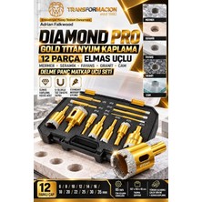 Diamond Pro Gold Titanyum Kaplama 12 Parça Elmas Uçlu Mermer Seramik Granit Delme Seti Delici Pan�