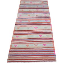 Kilim Antik El Dokuma Pastel Balıkesir Yolluk Yün Kilim 1920 - Vintage - Çok Renkli