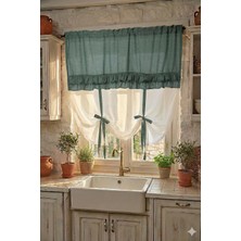 Tr Cotton Maison Potlu Perde Çift Fırfırlı, 100 x 200, 4690, Kaktüs Yeşili