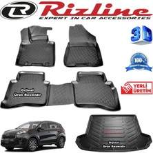 Kia Sportage Rizline 3D Paspas + Rizline 3D Bagaj Havuzu 2016-2020 ile Uyumlu Arası Siyah Set