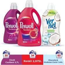 Sıvı Çamaşır Deterjanı 2X3L (95YIKAMA) Renkli+Çiçek Cazibesi+Vernel Max 1440ML H.cevizi