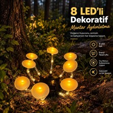 Güneş Enerjili Dekoratif Mantar Bahçe, Yol Aydınlatması & 8 LED Solar Aydınlatma