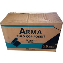 Arma Siyah Orta Boy 55X60 Cm. 30 Litre Çöp Torbası Poşeti - 20 Adetlik 50 Rulo / 1000 Adet/koli