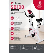Tr Vfit SB100 Pro Beyaz Spin Bike Elden Nabız Ölçer Direnci Ayarlanabilir Sessiz Çalışır, Be