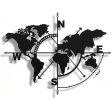 Tr Metal Dünya Haritası Sanatı - Metal Weltkarte - Metal Duvar Dekoru Ev Ofis Dekorasyonu Yatak O