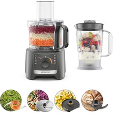 Multipro Compact FDP31.170GY, Mutfak Robotu, Yoğurma Fonksiyonu ve Dilimleme Diski, 1,2 L Blender,