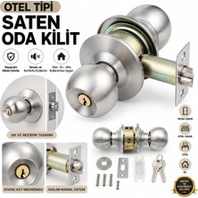 Otel Tipi Saten Topuzlu Kapı Kilidi Anahtarlı