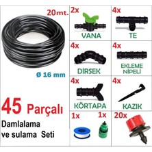 Bahçe Bitki Fidan Sulama Damlalama Seti 45 Parçalı Hortum Boru Nozul ve Boru Bağlantı Aparatlar