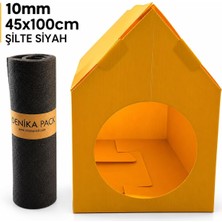 Temel Özel Üretim Plastik Kedi ve Köpek Evi Sarı Katlanır ve 45 × 100 cm Siyah Sünger