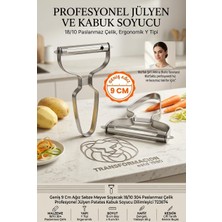 Y Tipi Sebze Meyve Soyacak 304 Paslanmaz Çelik Jülyen Dilimleyici Ergonomik Sap 15X9 cm