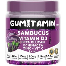 Tr Sambucus Multivitamin Karamürver, Vitamin C+D3, Çinko, Beta Glukan Doğal Böğürtlen Aromalı
