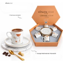 Kütahya Home Delice 6 Kişilik Porselen Türk Kahvesi Fincan Takımı, 12 Parça Lüks Kahve Seti,