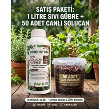 Tr Sıvı Solucan Gübresi 1 Lt + 50 Adet Solucan Başlangıç Paketi | Çiçek, Sebze ve Tüm Saks�