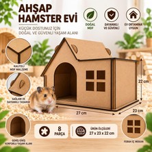 Tr Alg Wood Design Hamster Evi – 8 Parça Mdf Ahşap Hamster Yuvası – 27 × 23 × 22 cm