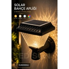 Solar Duvar Tipi Bahçe Apliği, Kumandalı, 4 Renk Rgb Led, 30W, 200 Lümen, IP65 Su Geçirmez, Dı